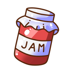 Cute, colorful jam jar.