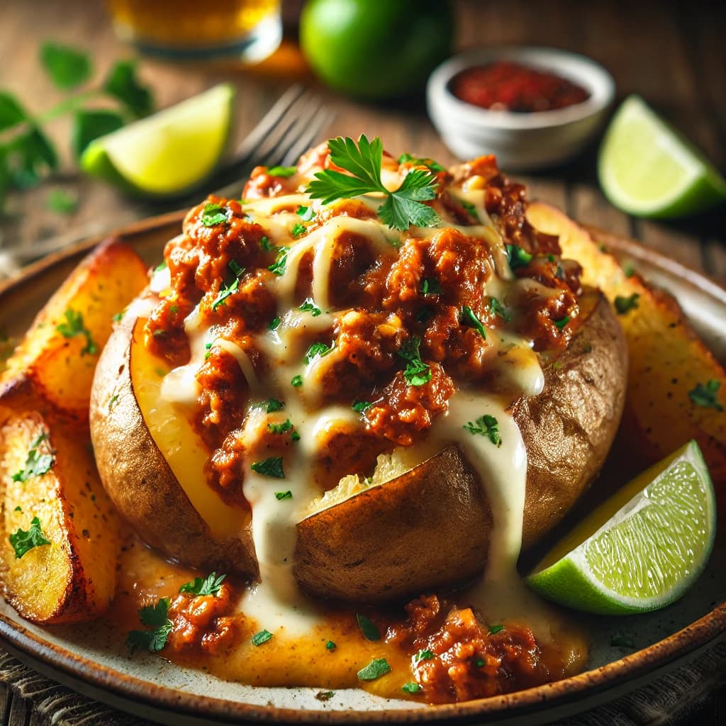Baked Potatoes Stuffed with Sloppy Joe and Cheese