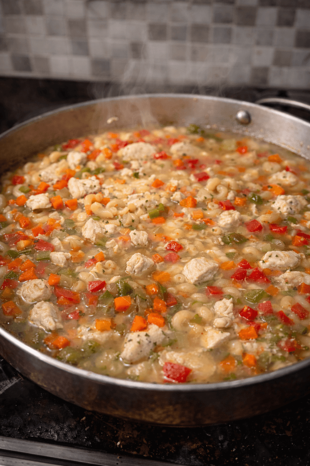 Soupe poulet, légumes et nouilles (macaroni)