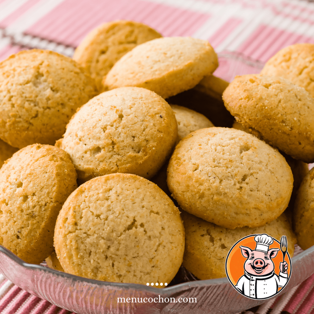 Homemade cookies in a basket on a checkered tablecloth.