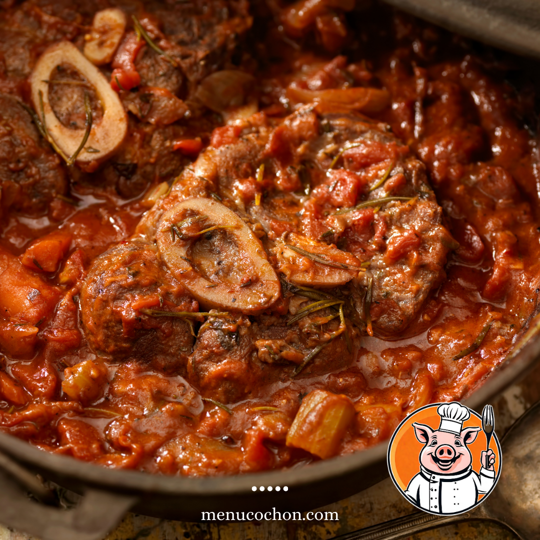 Tasty simmered osso buco, traditional recipe.