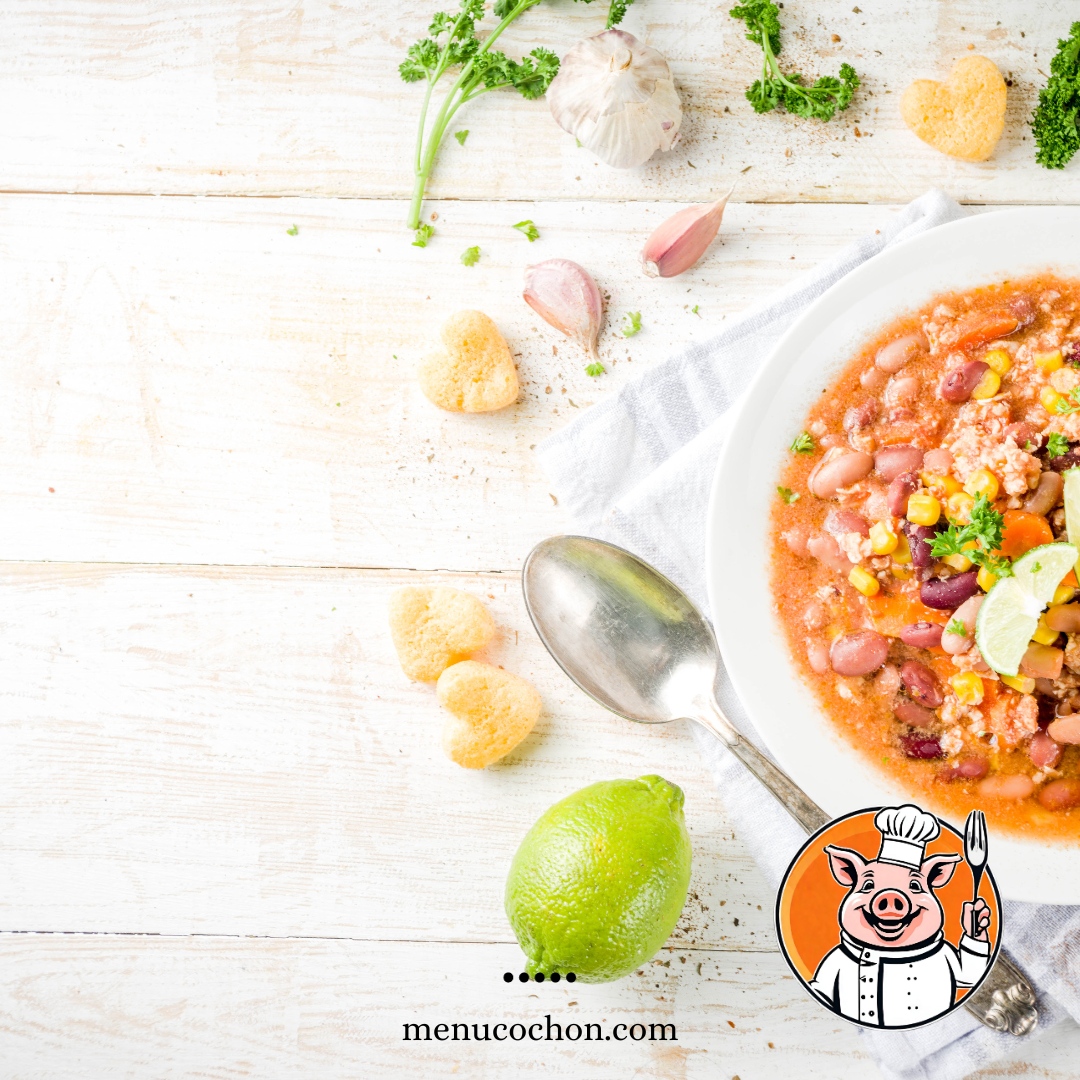 Fresh and colorful vegetarian chili, healthy cuisine.