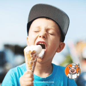Boy enjoying ice cream in summer