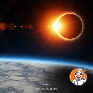 Éclipse solaire vue de l'espace, logo menucochon.com