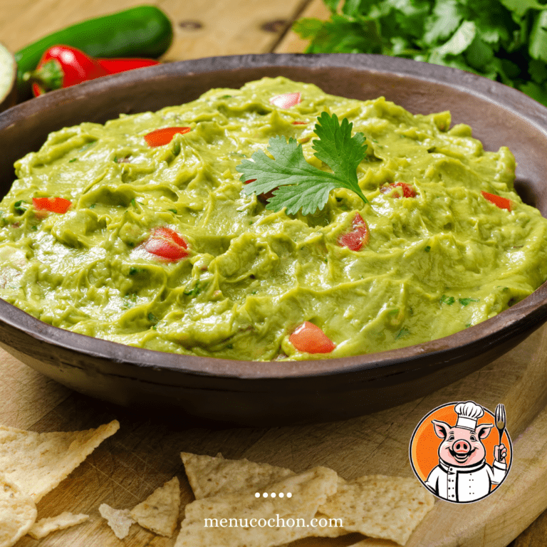 Fresh guacamole in a bowl, Mexican cuisine.