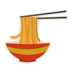 Asian noodles in a bowl with chopsticks.