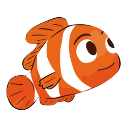 Illustration de poisson clown orange et blanc.