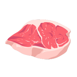 Raw pork chop illustrated