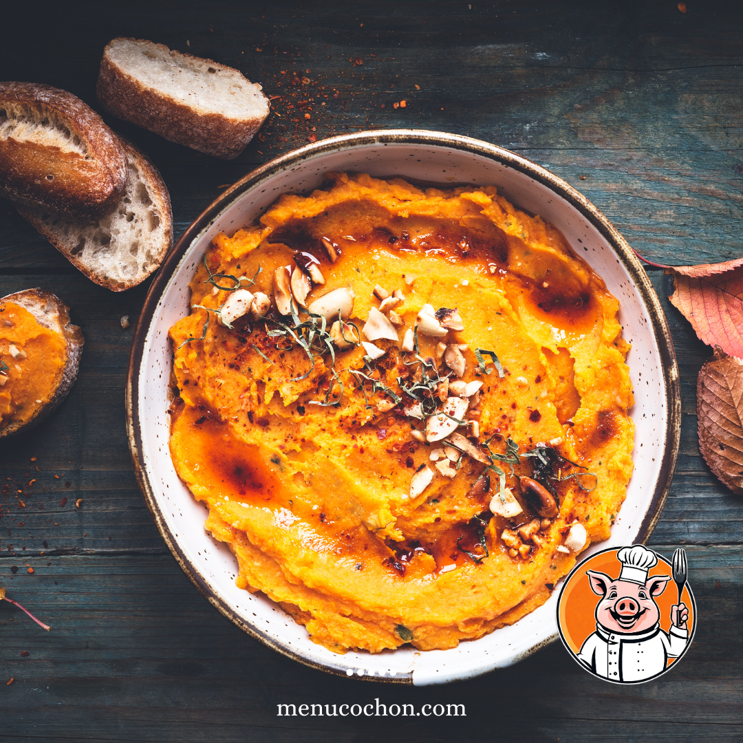 Butternut squash soup with bread roll