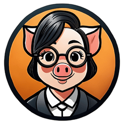 Cochon cartoon avec lunettes et costume.