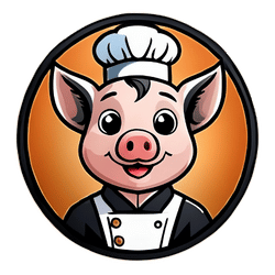 Cochon chef en dessin animé avec toque et uniforme