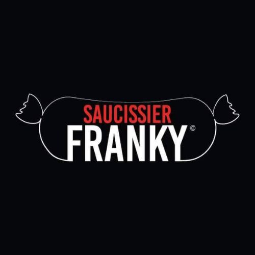 Logo Saucissier Franky en noir et rouge.